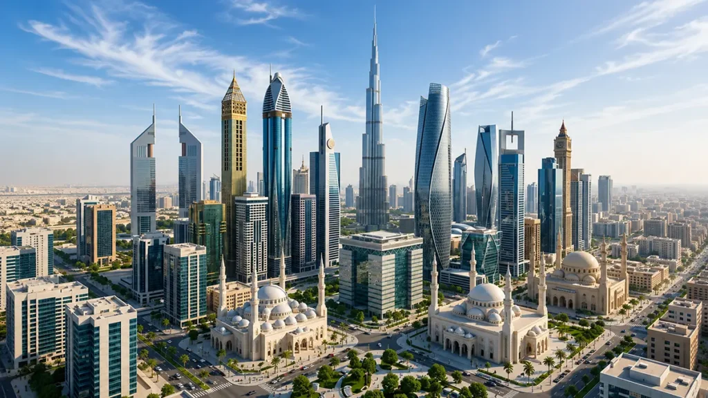 Middle East smart home market represented by modern Dubai skyline and smart building development