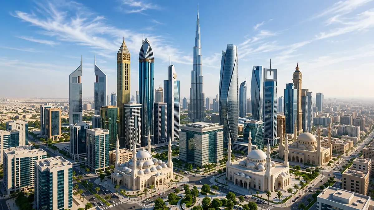 Middle East smart home market represented by modern Dubai skyline and smart building development