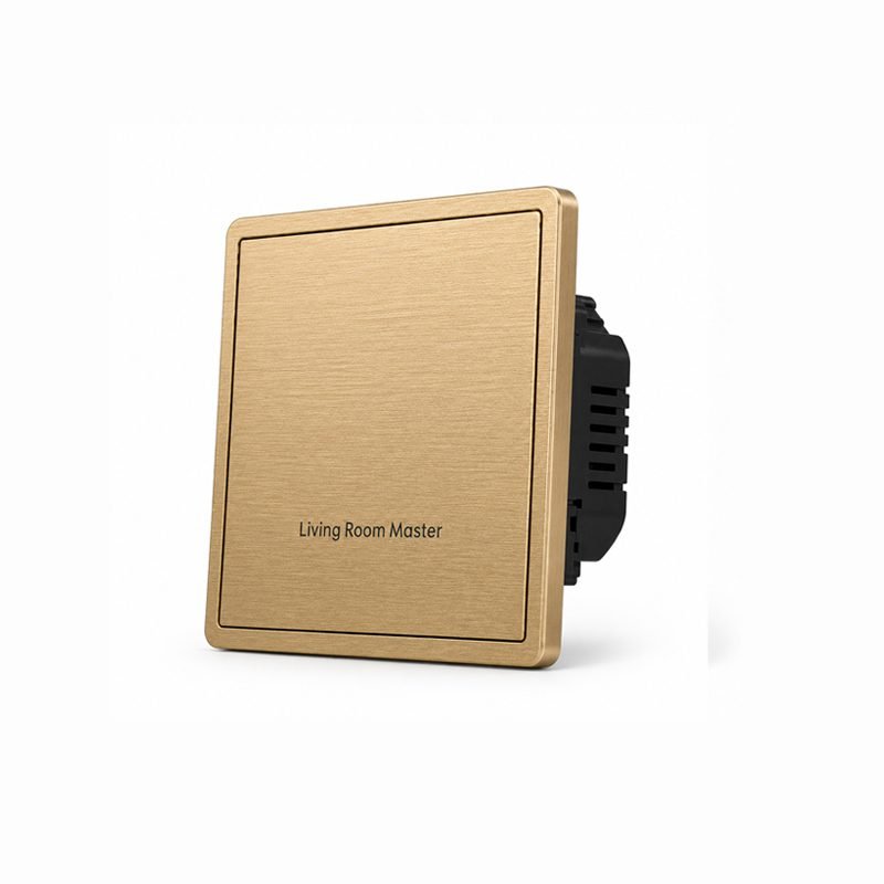 1 button KNX smart switch right angle view showing slim metal frame and button layout