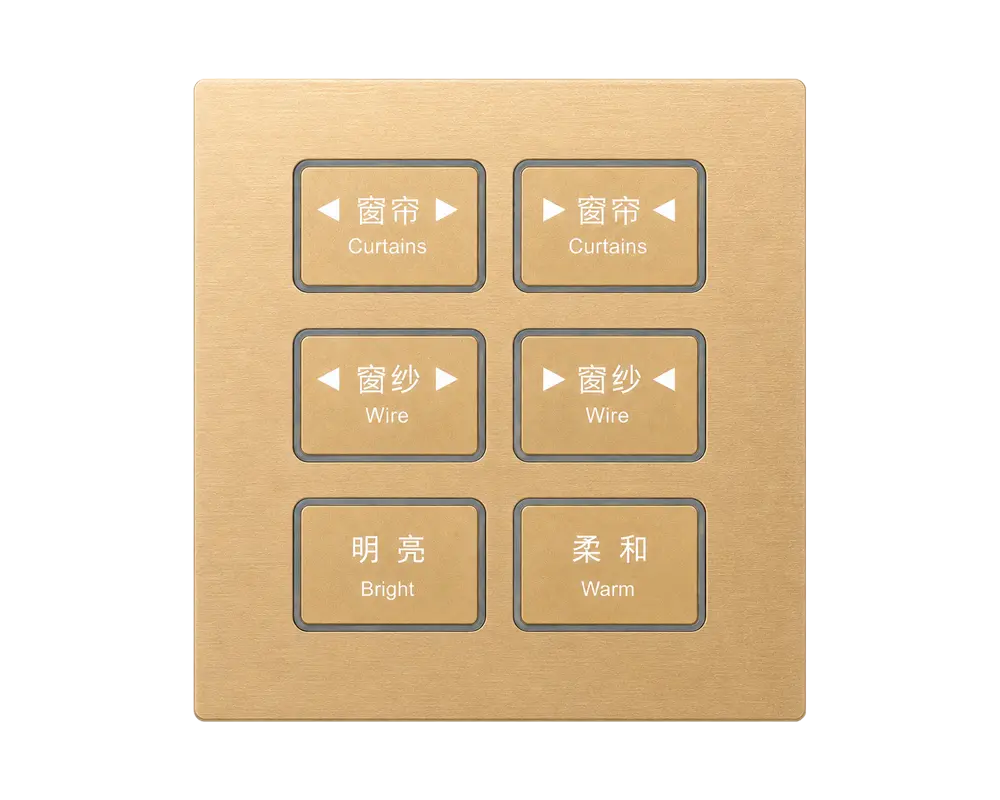 Home 6 KNX metal smart switch panels for lighting scene curtain and HVAC control