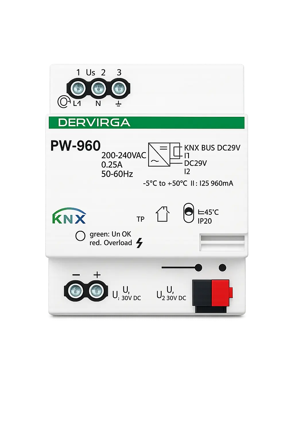 Power Supplies & Curtain Modules 1 PW 960 KNX bus power supply with front terminals and KNX bus connector Power Supplies & Curtain Modules KNX DIN RAIL SOLUTIONS Actuators, Relays & DIN Rail Modules