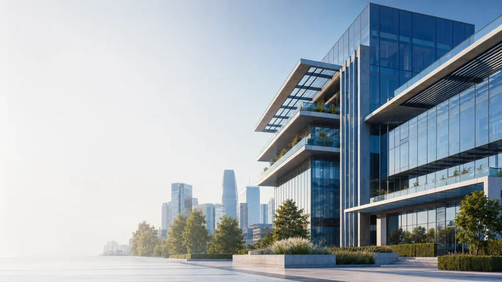 Home 10 European smart building market with modern energy efficient commercial architecture