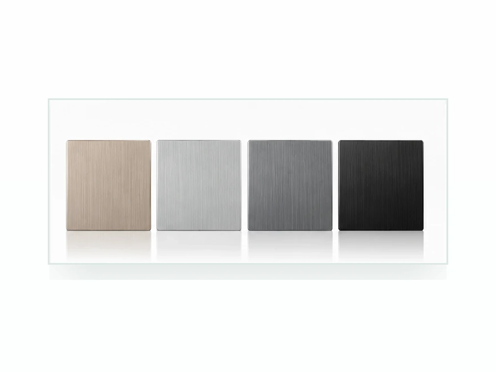 Custom brushed and sandblasted metal finishes for K601 KNX switch panels