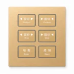 K601 KNX metal smart switch panel in champagne gold with six buttons
