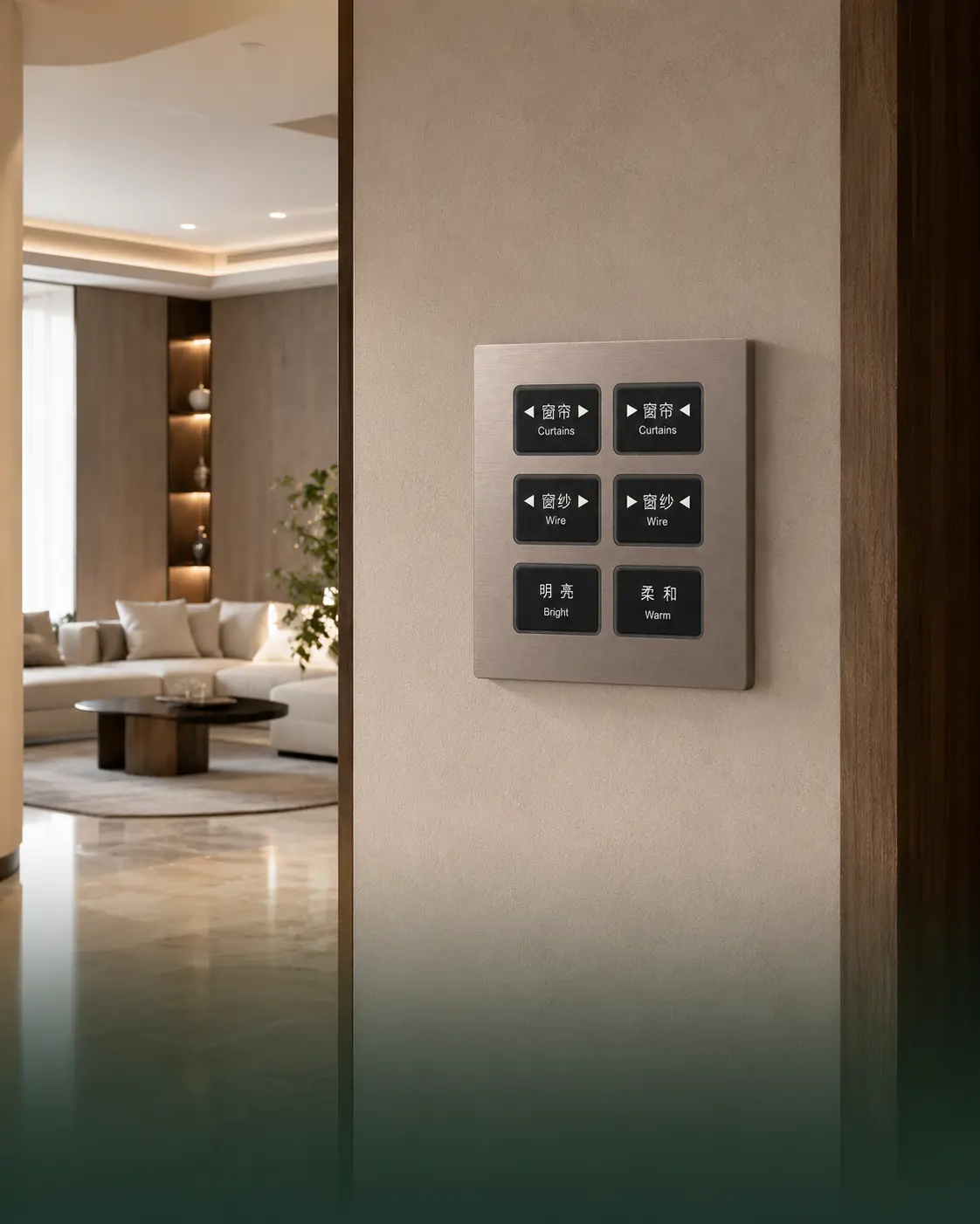 K601 KNX smart switch panel application in a premium hotel guest room