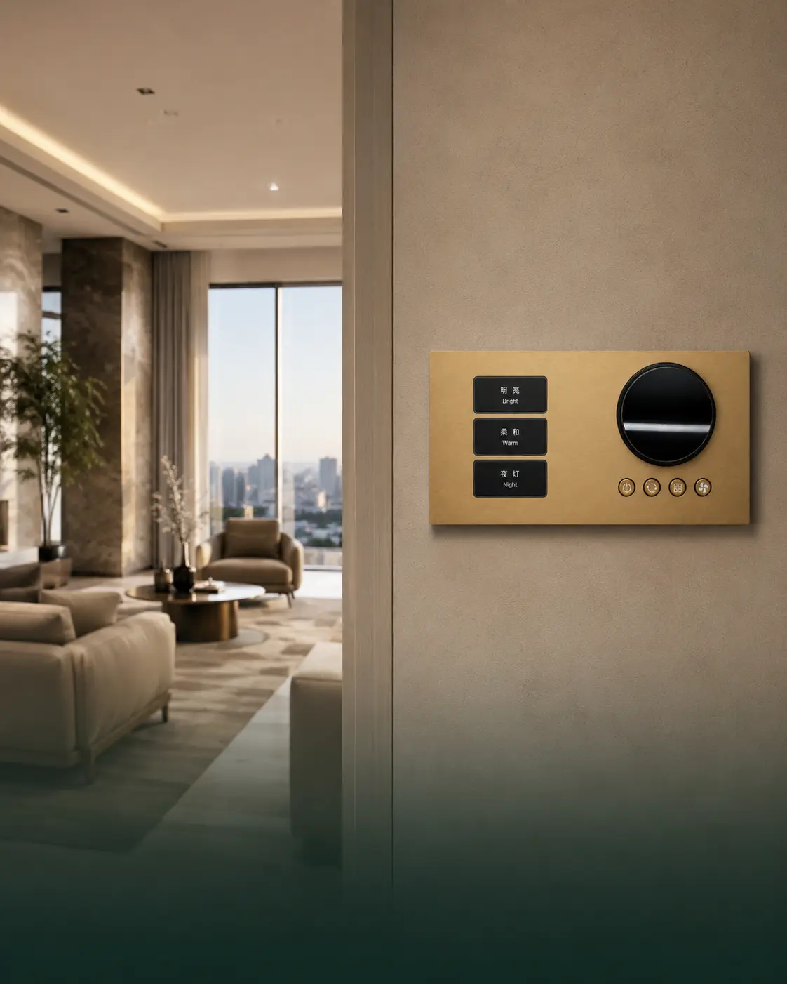 K601 KNX smart switch panel application in a premium hotel guest room