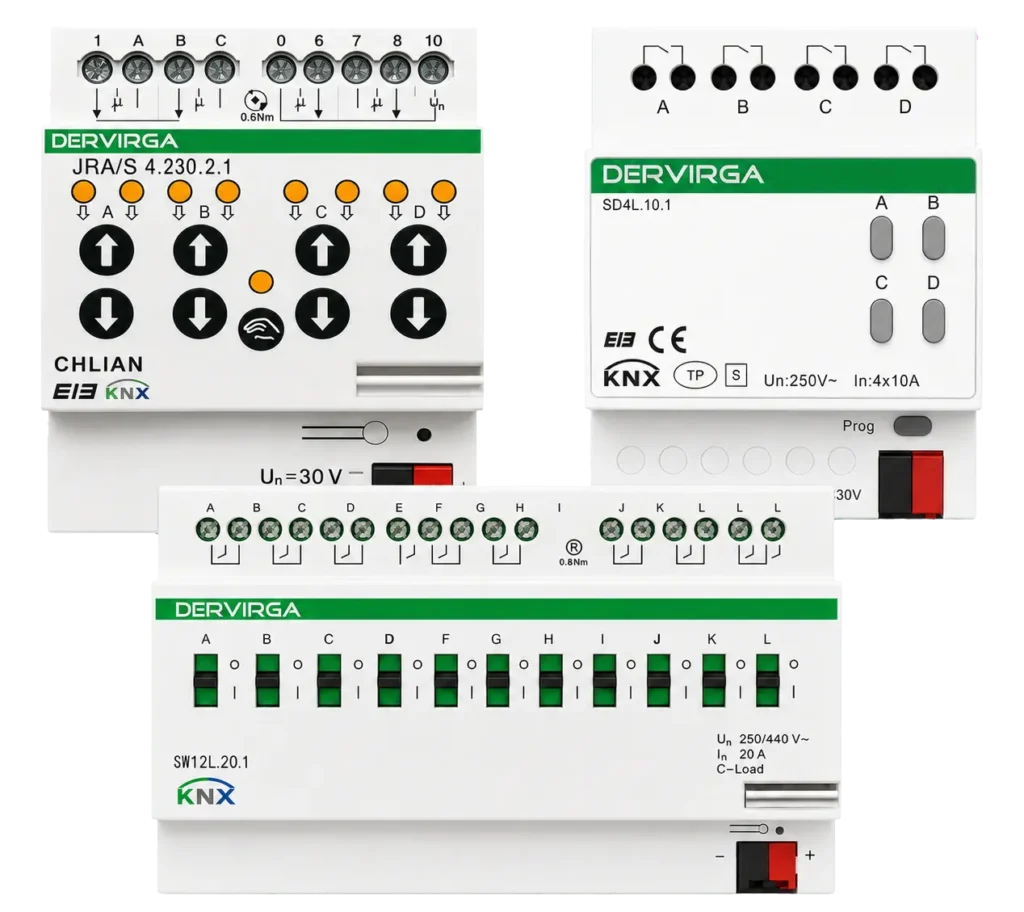 Products 7 KNX switch actuators power supply and DIN rail control modules