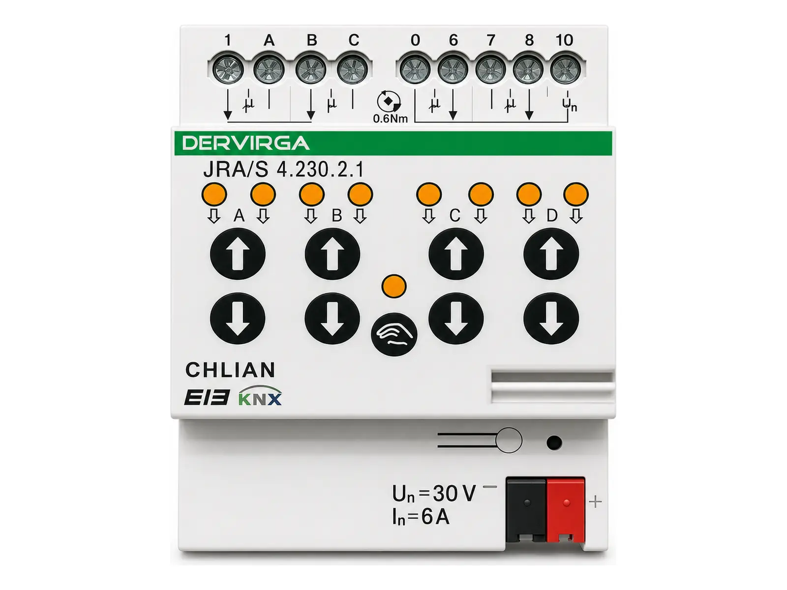 4-channel KNX dry-contact shutter and blind actuator