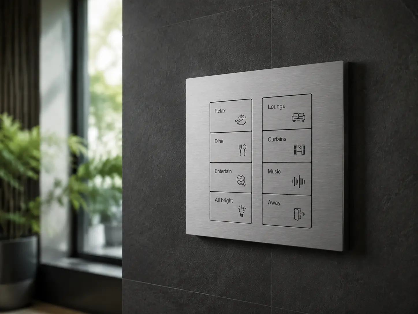 Black KNX metal smart switch panel for building control