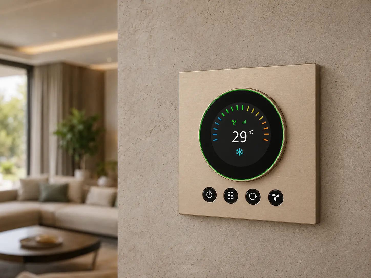 KNX room thermostat and temperature control panel