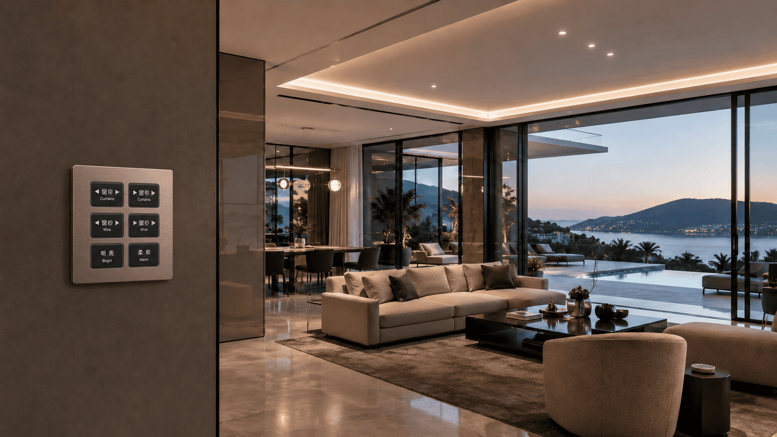 KNX Smart Switch Panels 12 KNX smart switch panel application in a luxury villa and apartment interior