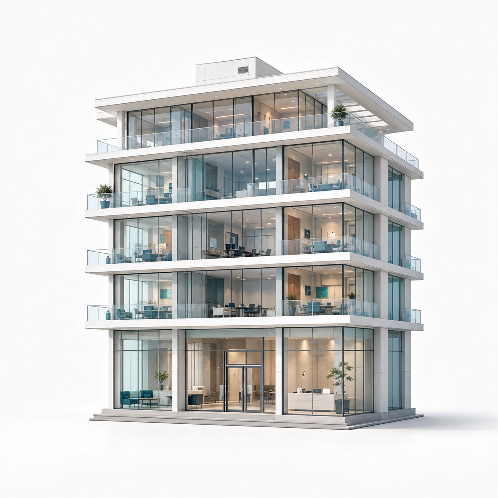 Cutaway smart building showing connected automation systems