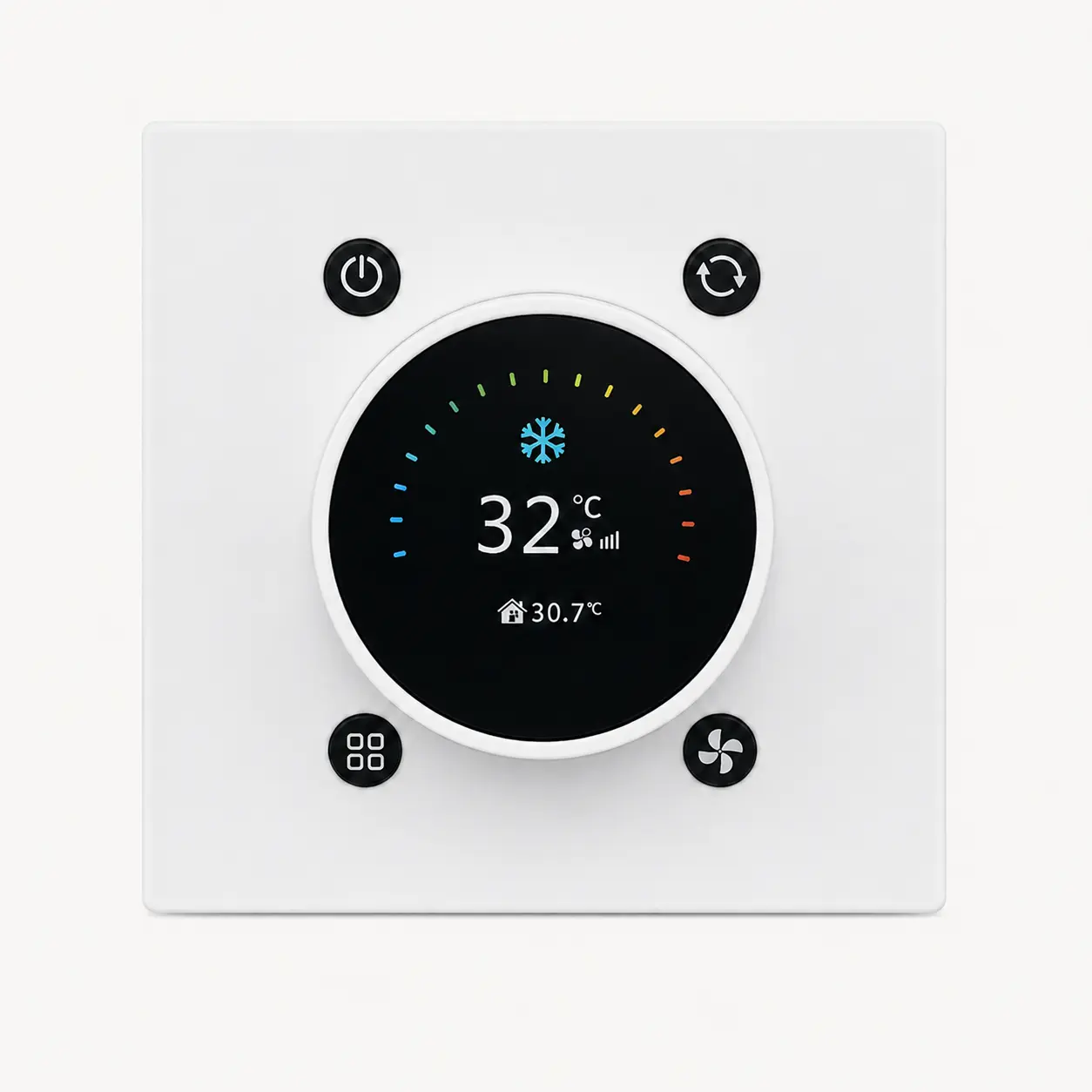 KNX Thermostats & Room Control 9 White T8-3IN1-KNX-KNOB-T rotary KNX thermostat front view