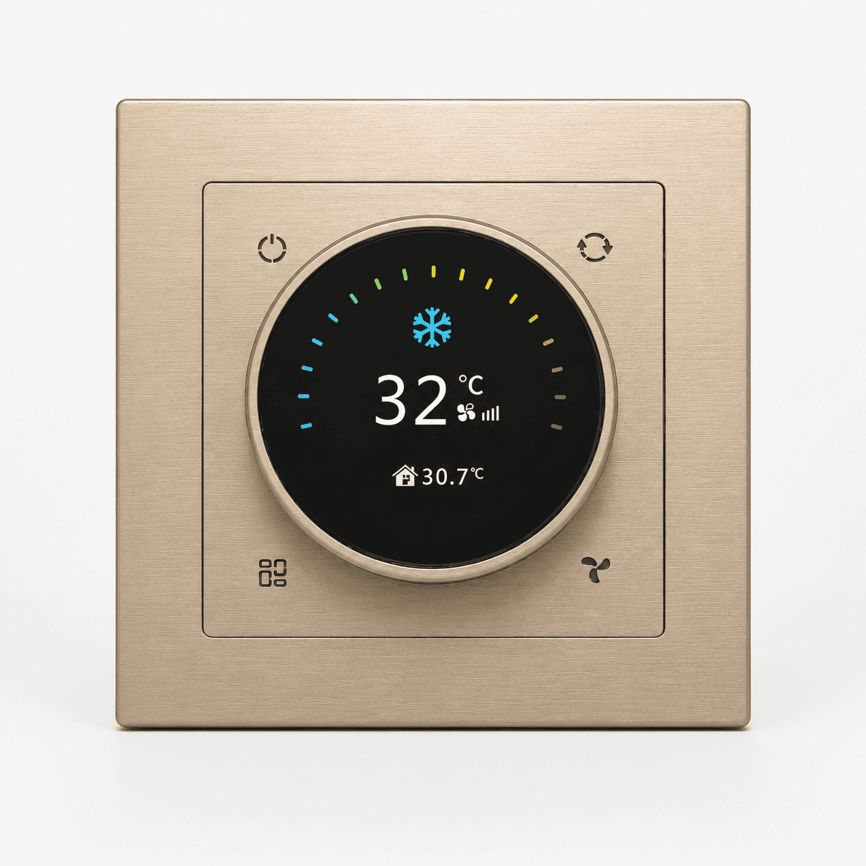 KNX Thermostats & Room Control 3 T8-3IN1-KNX-KNOB-TP rotary KNX thermostat with diagonal touch keys