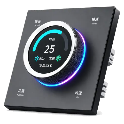 Tuya HVAC & Room Control 5 Deep gray Tuya rotary HVAC thermostat with four physical buttons