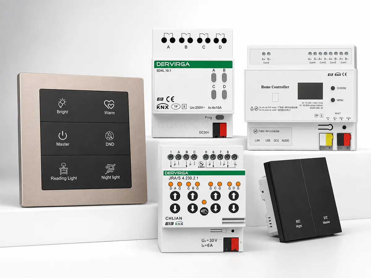 Smart switch KNX gateway and control modules for building system integration projects