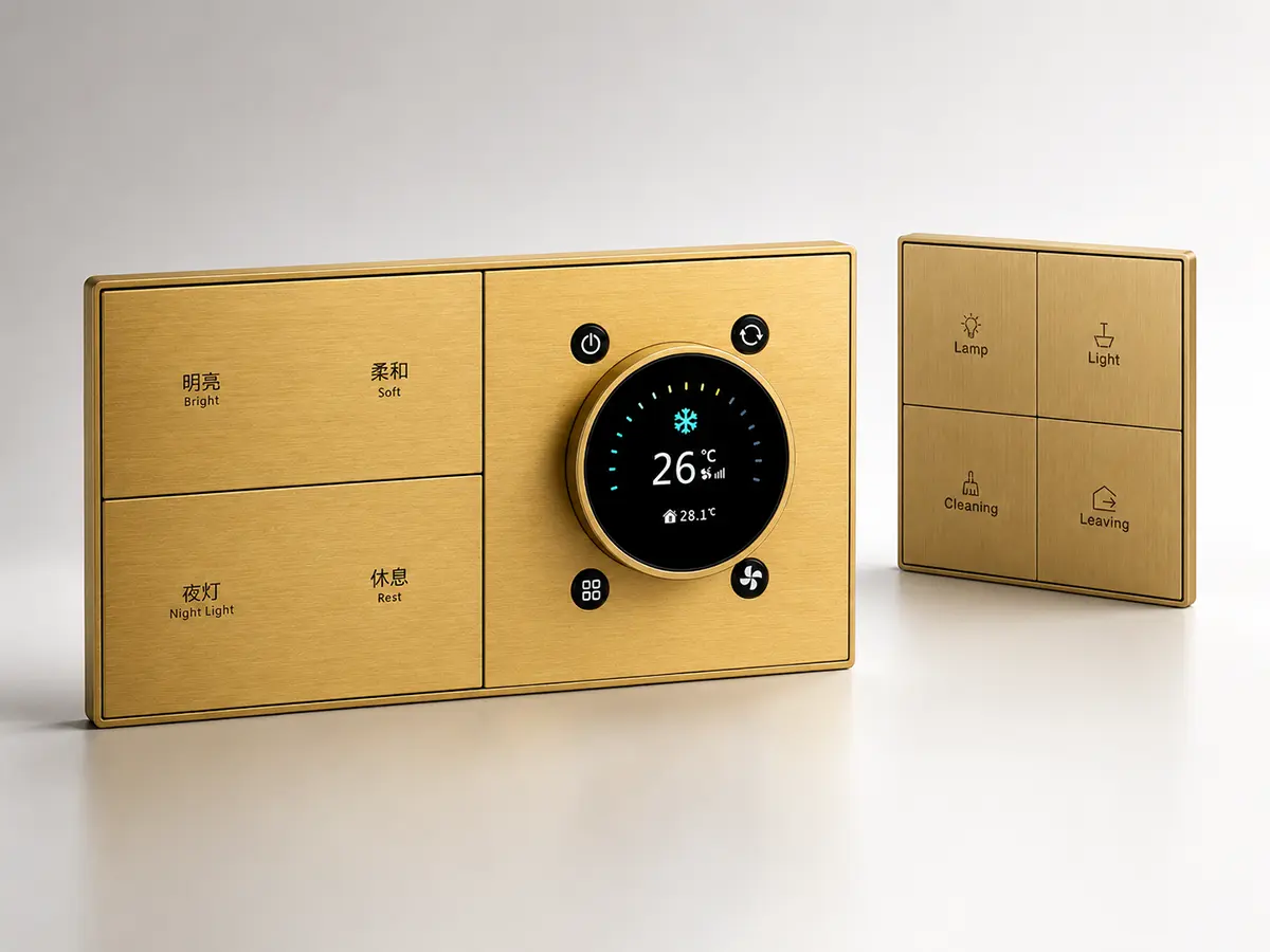 Smart switch and thermostat control panels for global smart building market applications