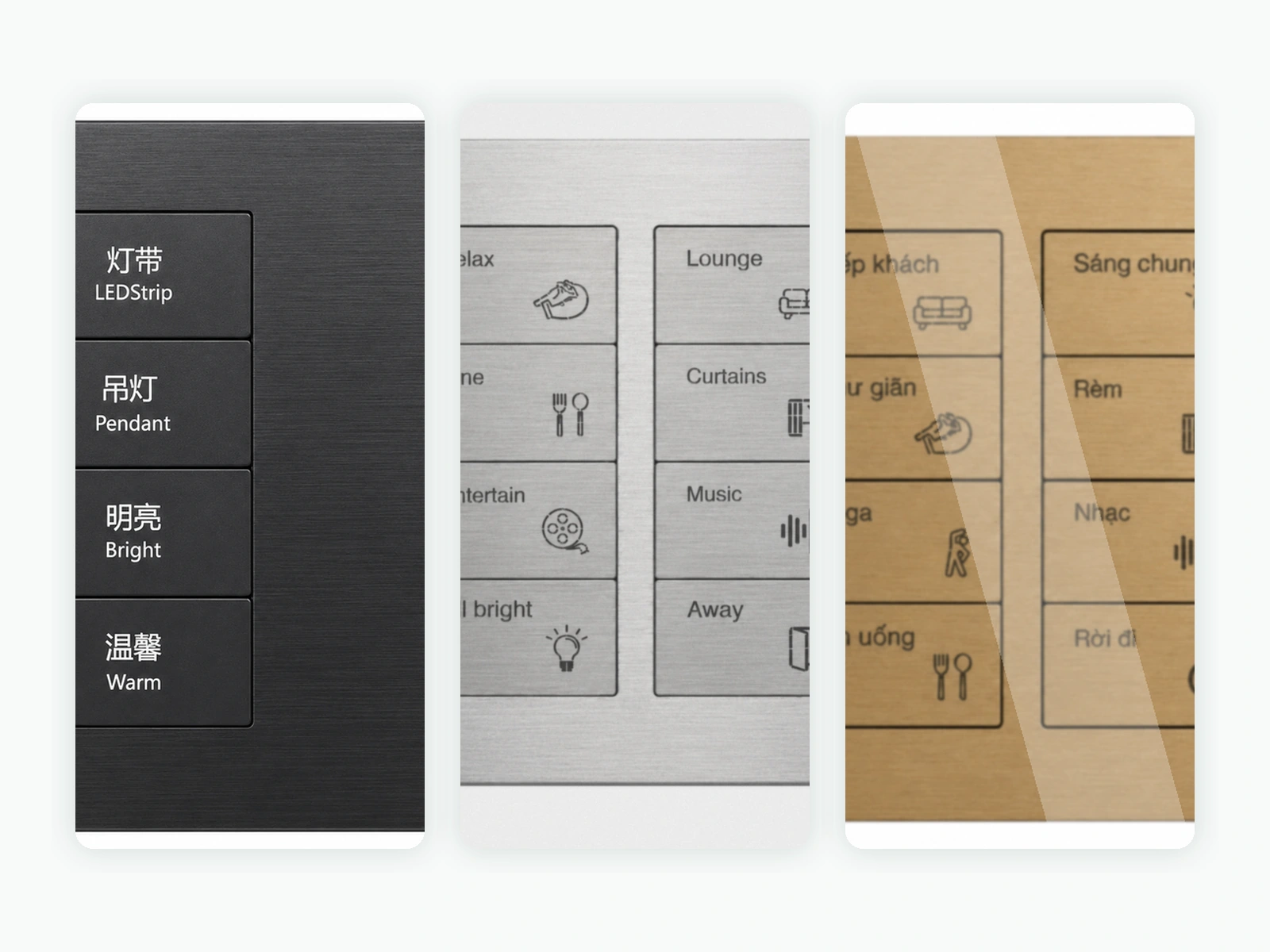 K600 KNX Metal Smart Switch Panel Series 4 k600 surface treatment options clean K600 KNX Metal Smart Switch Panel Series The K600 KNX metal smart switch panel is available in a 4-button layout and two distinct 8-button structures. It combines a full CNC-machined metal panel with four integrated 16A relay outputs, KNX bus supply and auxiliary power input, while supporting project-specific surface finishes, icons and logo customization. KNX Smart Switch Panels