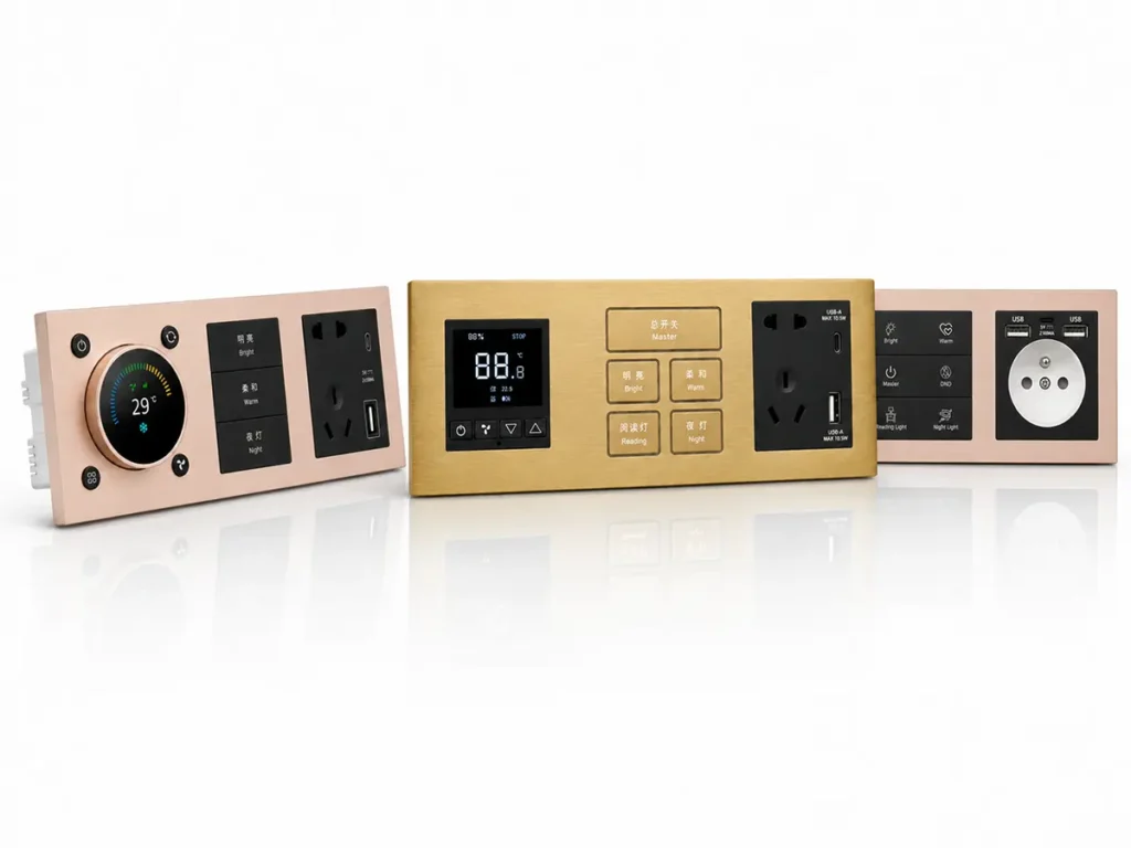 KNX smart controls and matching switch panels for hotel projects